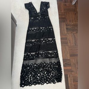 Miguelina black star lace long cover up dress